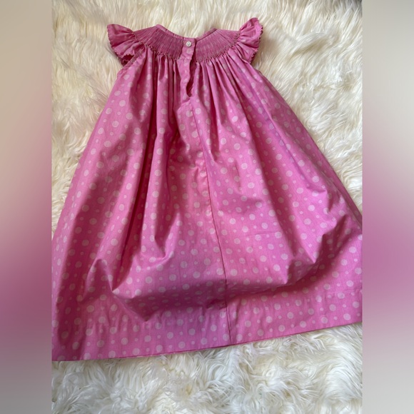 Smocked beach dress - pink with polka dots - size 3 - Picture 3 of 4